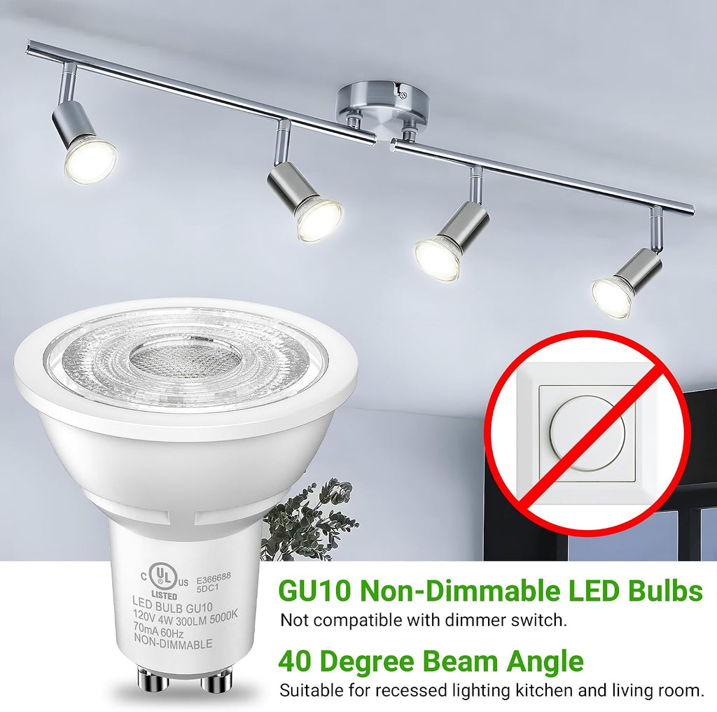 GU10 LED Bulbs, MR16 Track Light Bulbs, 4W 5000K Daylight, 12 Pack