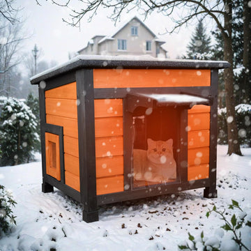 Outdoor Insulated Cat House, Weatherproof, Brown, 23.6"x20.9"x20.3"
