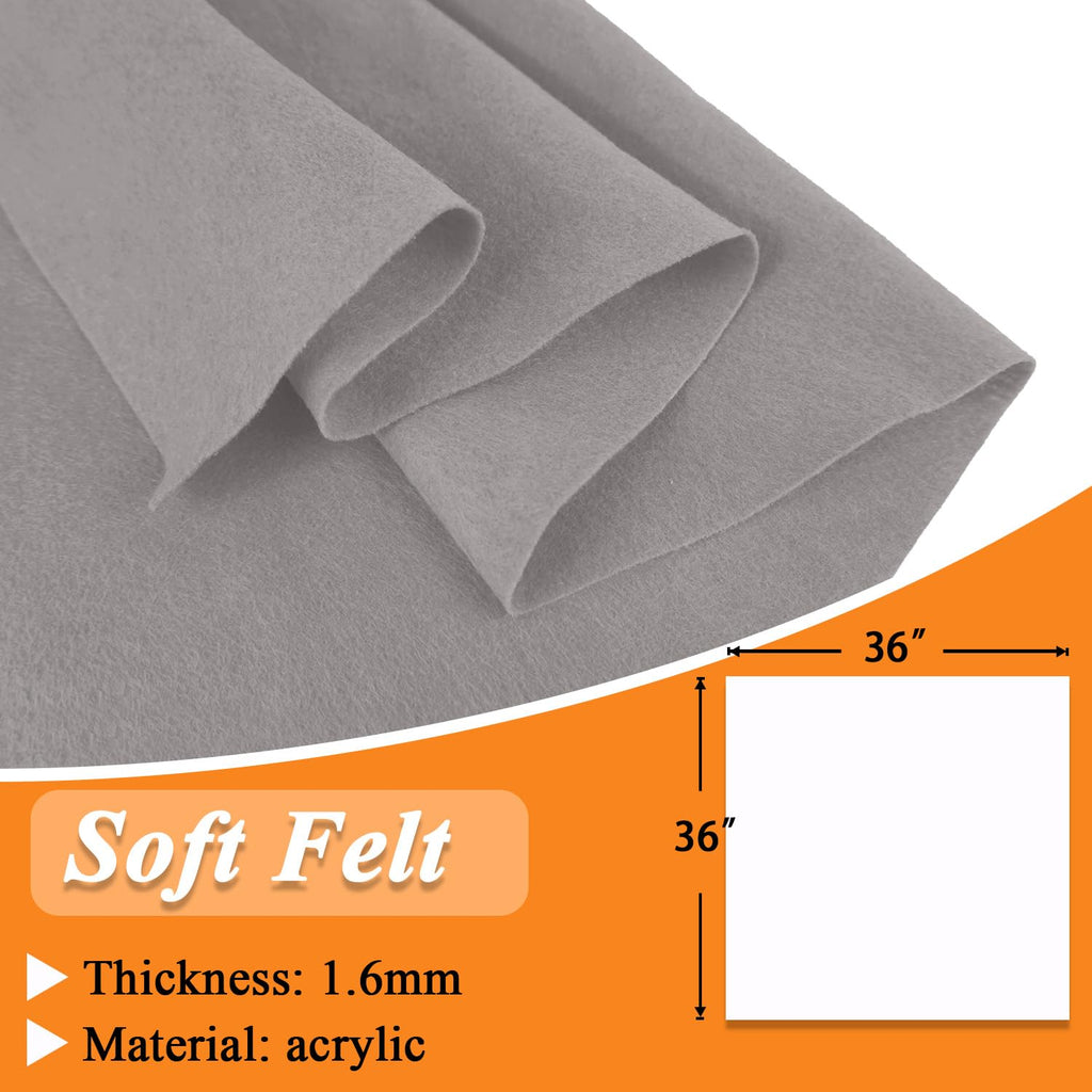 36" X 36" Grey Soft Felt Fabric 1.6mm Thick