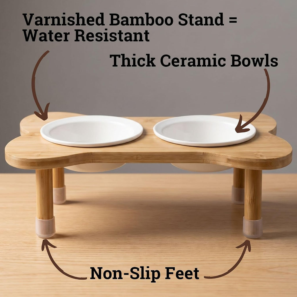 Elevated Dog Bowls for Small Dogs, Set of 2 Ceramic Dog Bowls with Stand