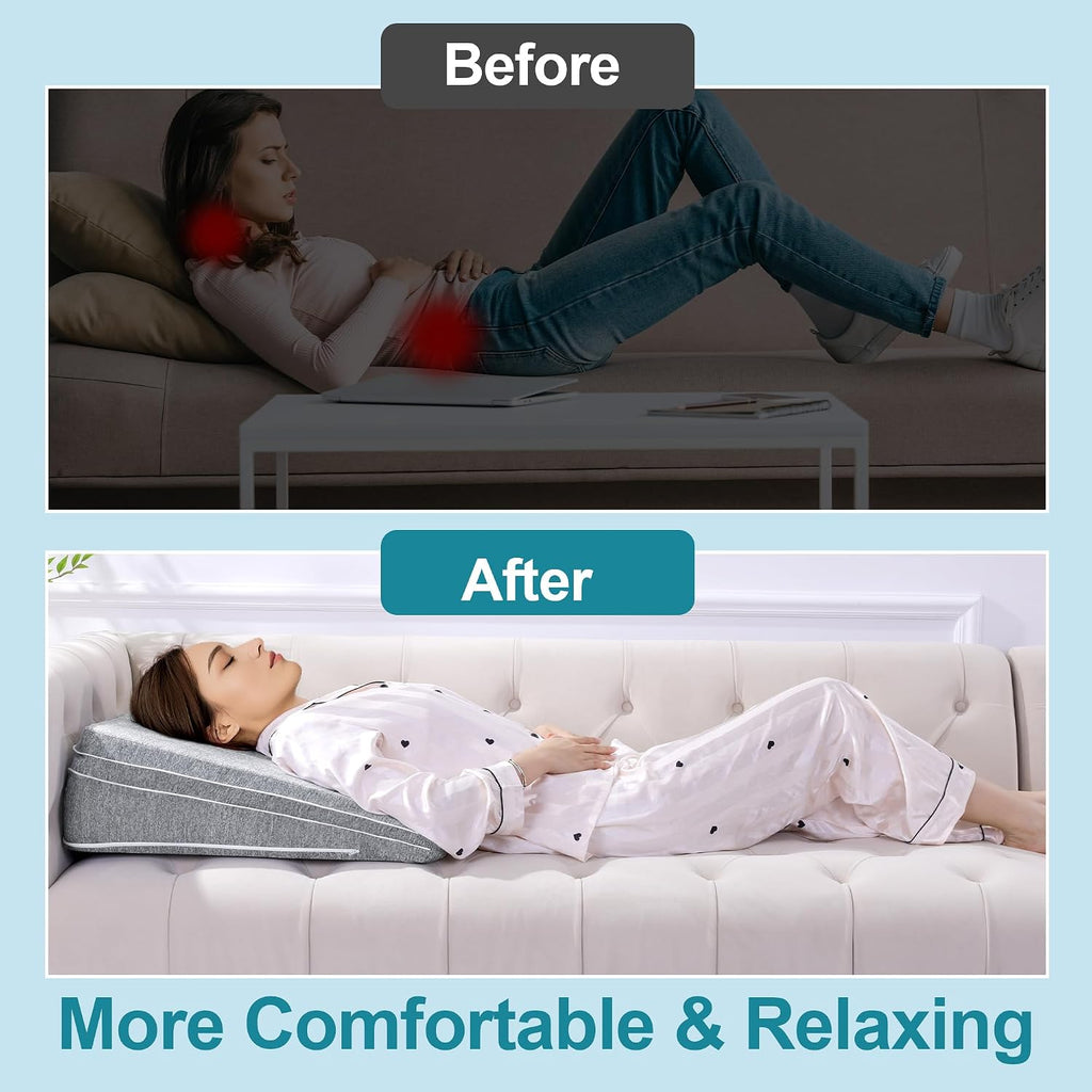 Adjustable Bed Wedge Pillow for Sleeping, Triangle Incline Wedge Pillow for Back Reduce Pressure, Memory Foam Pillow