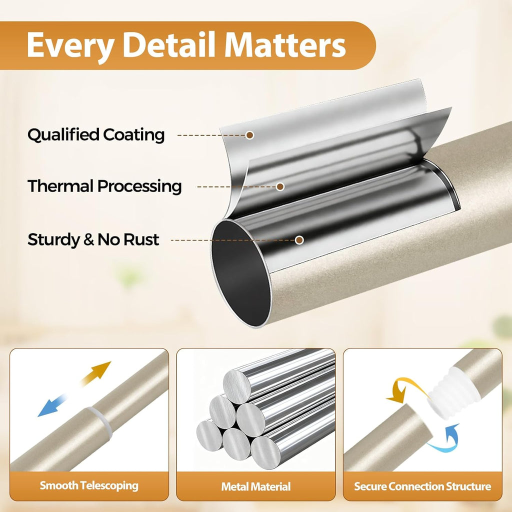 Curtain Rods for Windows 20 to 53 Inch(1.6 to 4.4 ft), Telescoping Splicing 3/4 Single Rods 32 to 58 Inch(2.6-4.8ft)