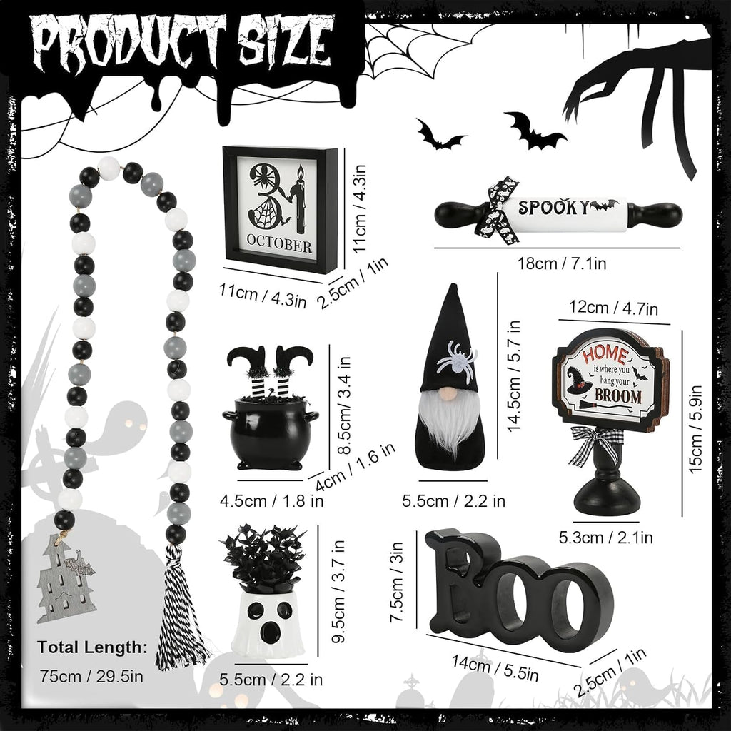 Halloween Decorations Farmhouse Tiered Tray Decor - Set of 8
