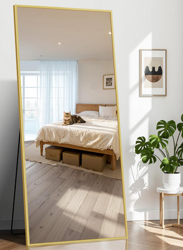 71"x30" Floor Mirror Full Length - Standing Mirror with Aluminum Alloy Frame, Large Body Mirror, Wall Mounted or