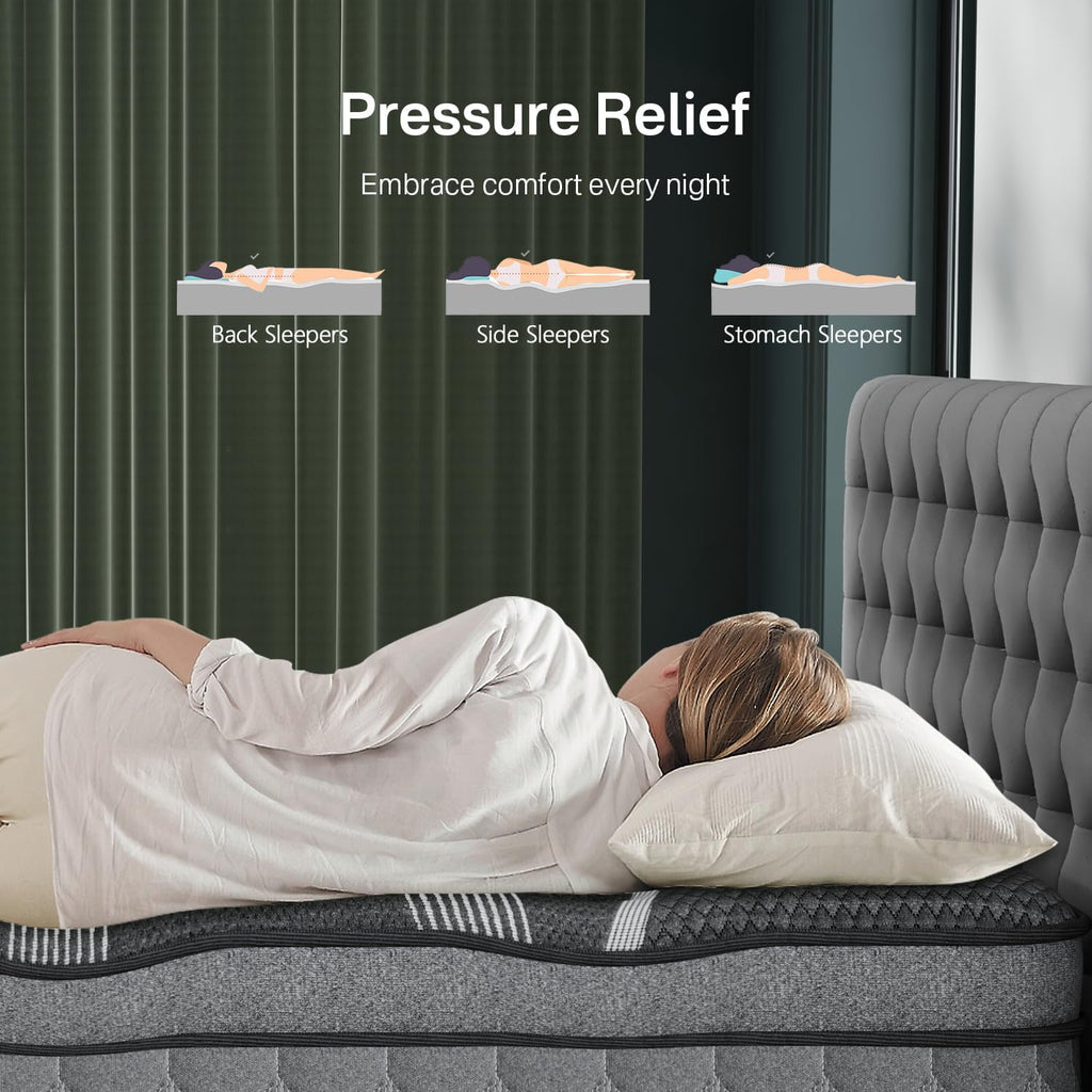 King Size Mattress 12 Inch, Upgraded Luxury Hybrid King Mattress in a Box | Hotel-Level Design, Cooling Gel Memory