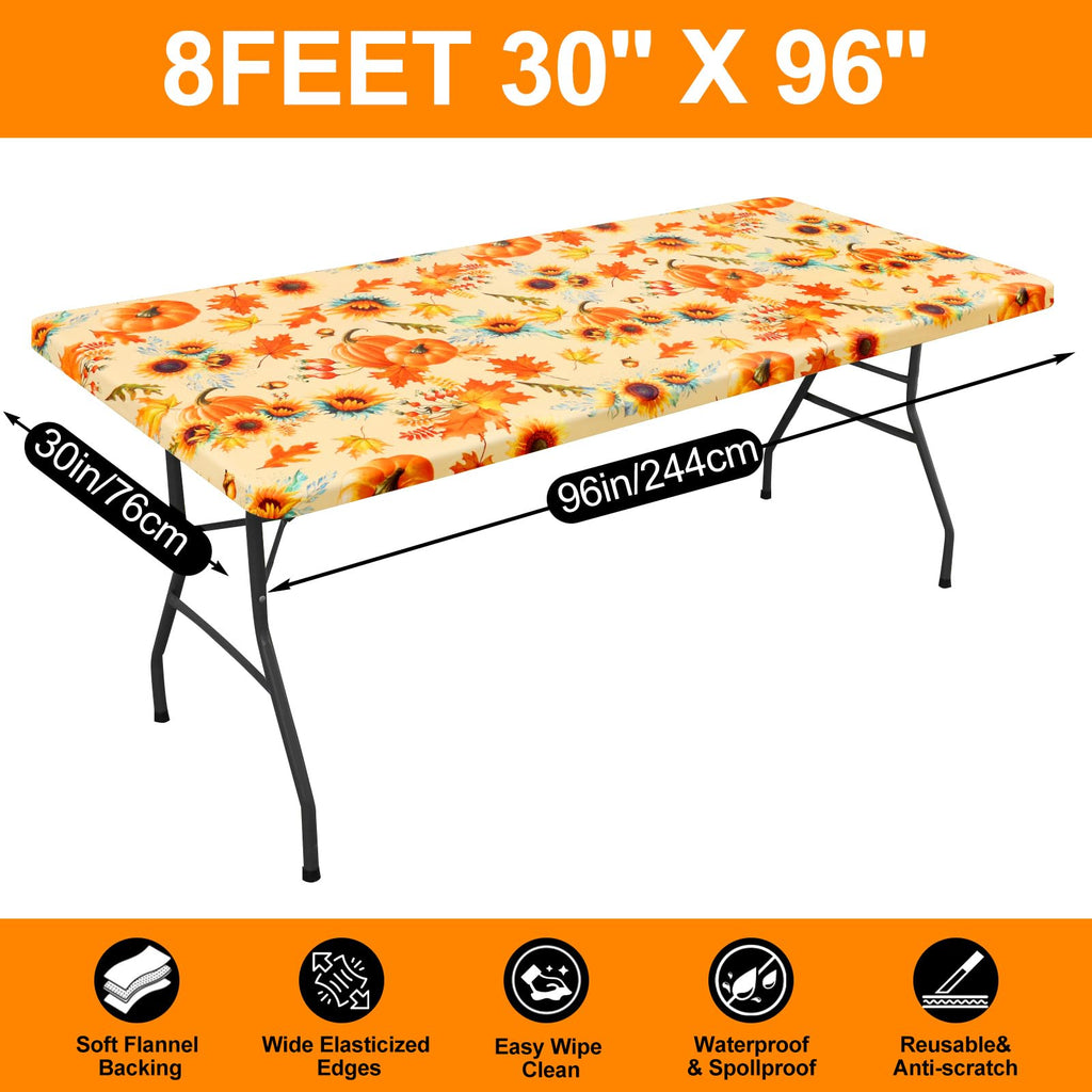 Thanksgiving Table Cloth, Plastic Table Cover for 8FT Tables
