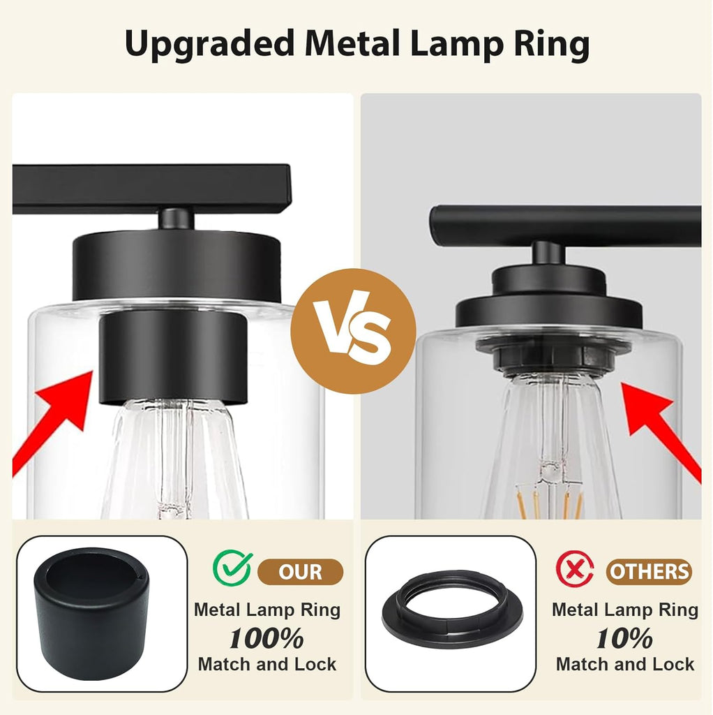 Modern Bathroom Light Fixtures, 5 Light Black Vanity Lights, Bathroom Lighting Fixtures Over Mirror with Clear Glass