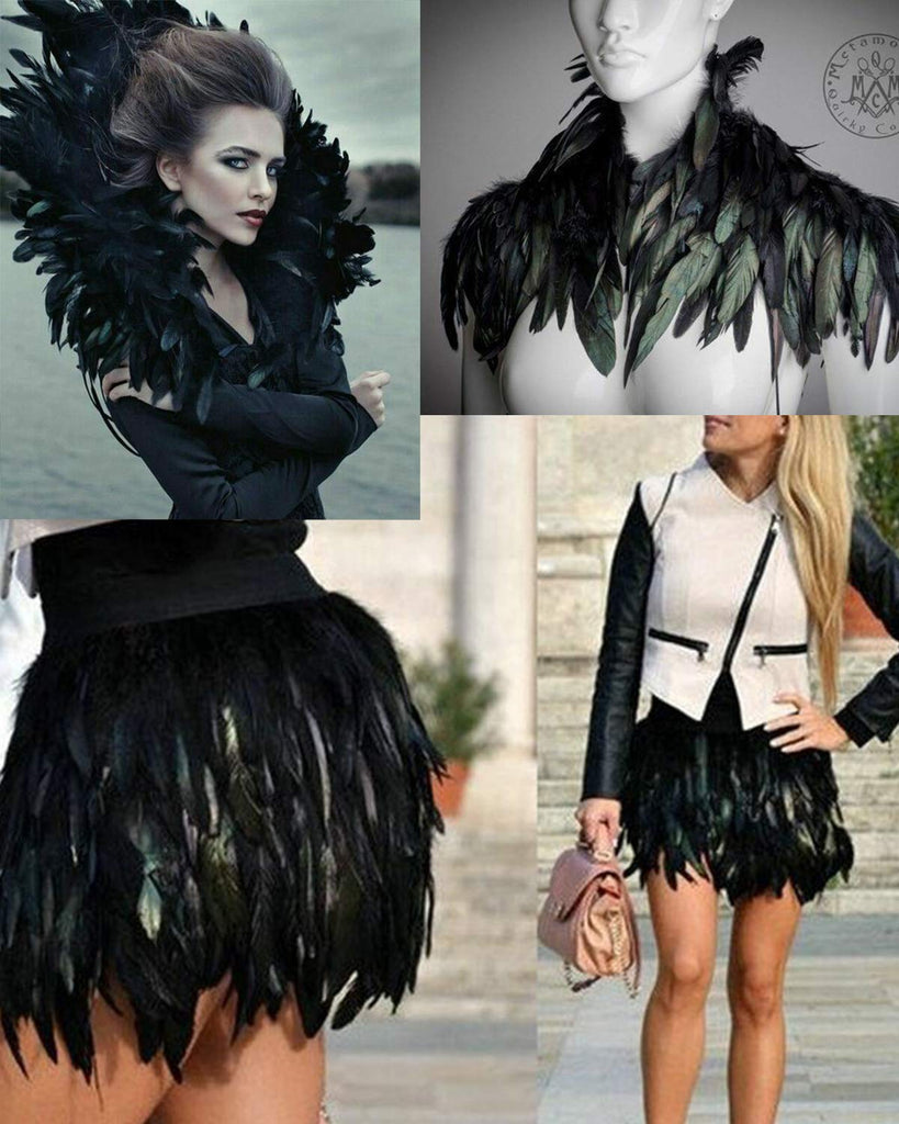 8-10" Rooster Hackle Feather Fringe Trim, Sewing Craft Feather for DIY Decorations-Off White - 2 Yards
