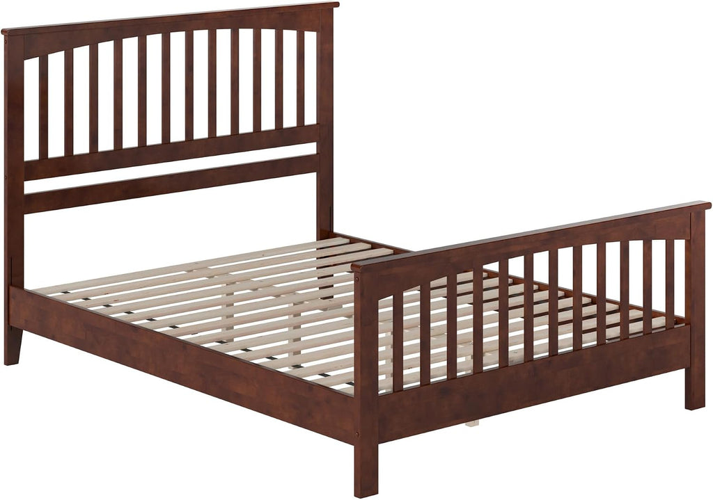 Camilla Queen Low Profile Platform Bed with Matching Footboard, Walnut