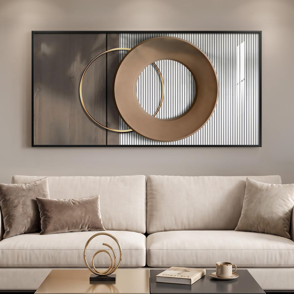 Horizontal Framed Modern Abstract Wall Art, 40x20 Inch