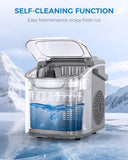 Countertop Ice Maker Portable Ice Machine with Handle,Self-Cleaning Ice Makers, 26Lbs/24H, 8 Ice Cubes Ready in 6