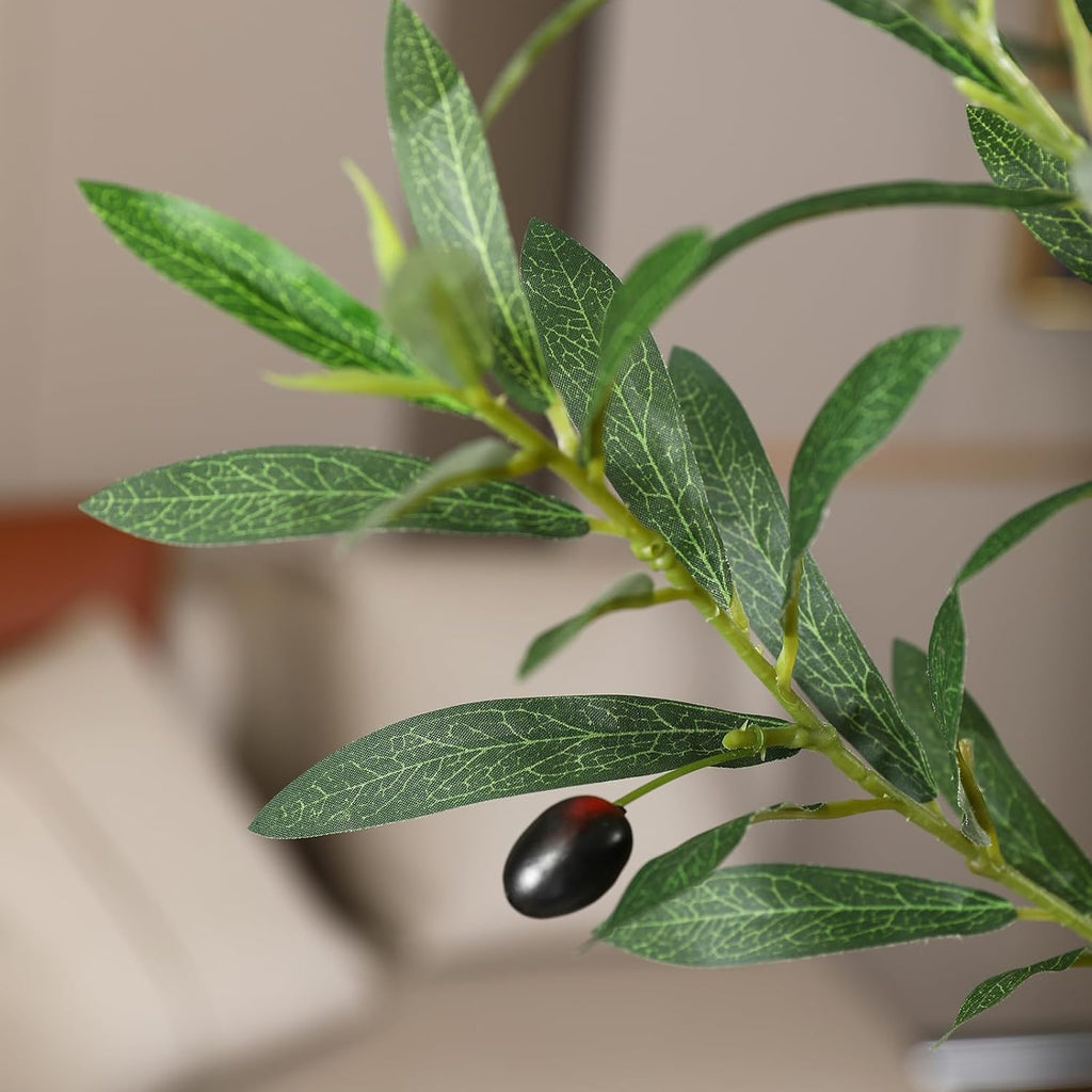 Artificial Olive Tree, 8FT Tall, Faux Olive Trees with Natural Wood Trunk & Lifelike Fruits, Indoor, White Tall