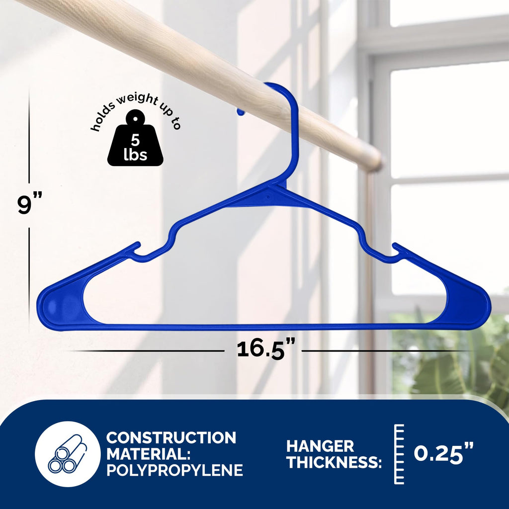 Plastic Hangers 50 Pack - Space Saving Clothes Hangers, Made in USA, Durable & Strong Plastic Shirt & Coat Hanger