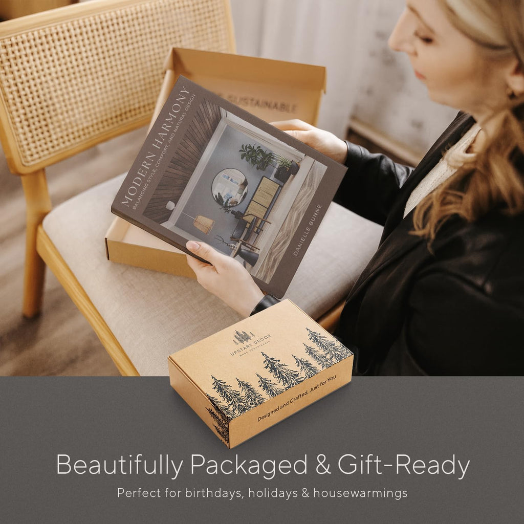 Modern Decorative Books Set of 3, Brown & Cream Faux Books with Storage | Large magnetic fake book boxes to store