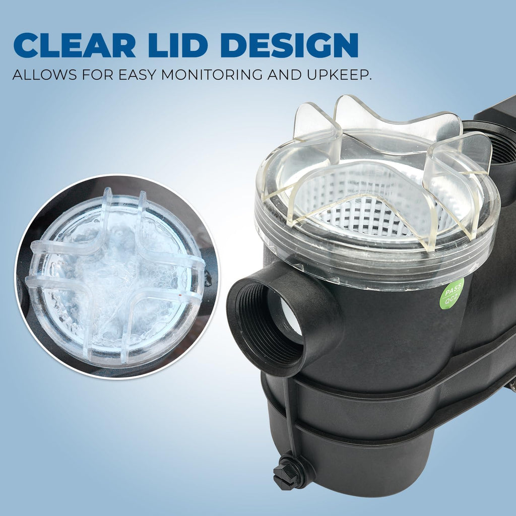 3/4HP 2,400GPH High Flow Pond DIY Self Priming for Above Ground Swimming Pool Pump Strainer Basket 1.5" NPT