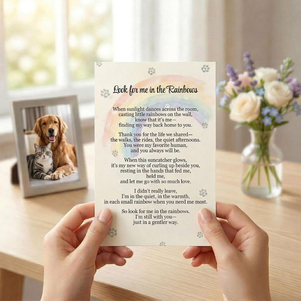 Dog Memorial Gifts, Pet Memorial Suncatcher with Paw Photo Frame