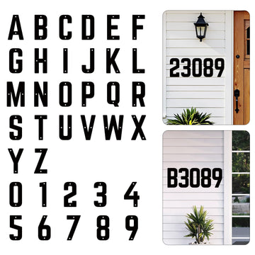 12" 5 PCS Custom Large House Numbers, Modern Black Metal Address Number