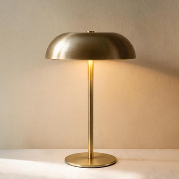 Portable LED Mushroom Table Lamp, Cordless Gold Table Lamp with 3 Color Stepless Dimming, Touch Control, Adjustable