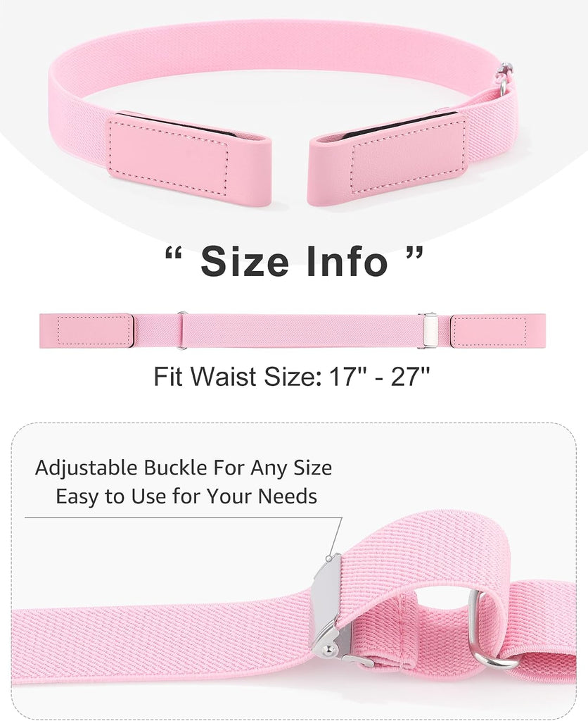 2 Pcs Kids Elastic No Buckle Belt for Girls for Causal Pants Jeans