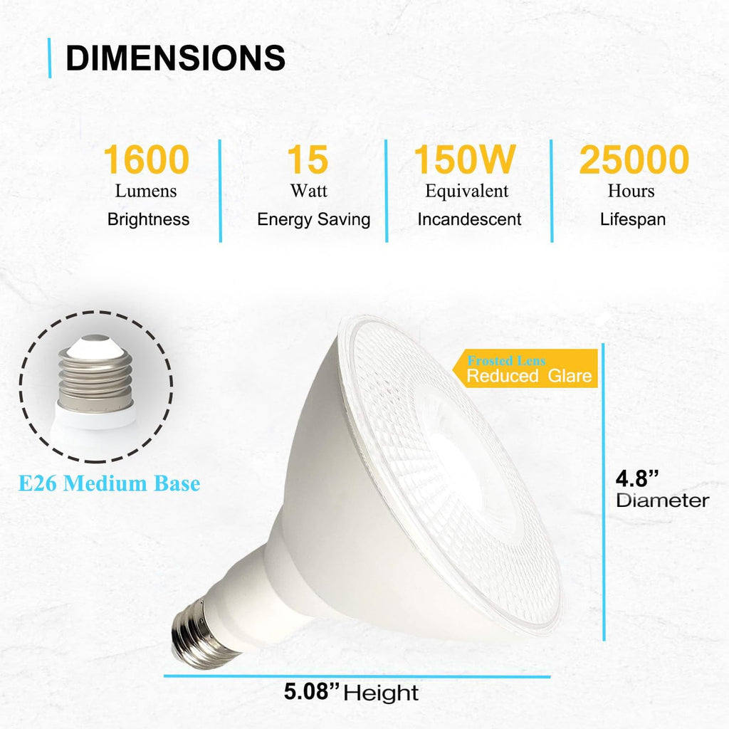 Flood Light Bulbs PAR38, 3 Color Temperature,Outdoor/Indoor E26 Base 2 Pack