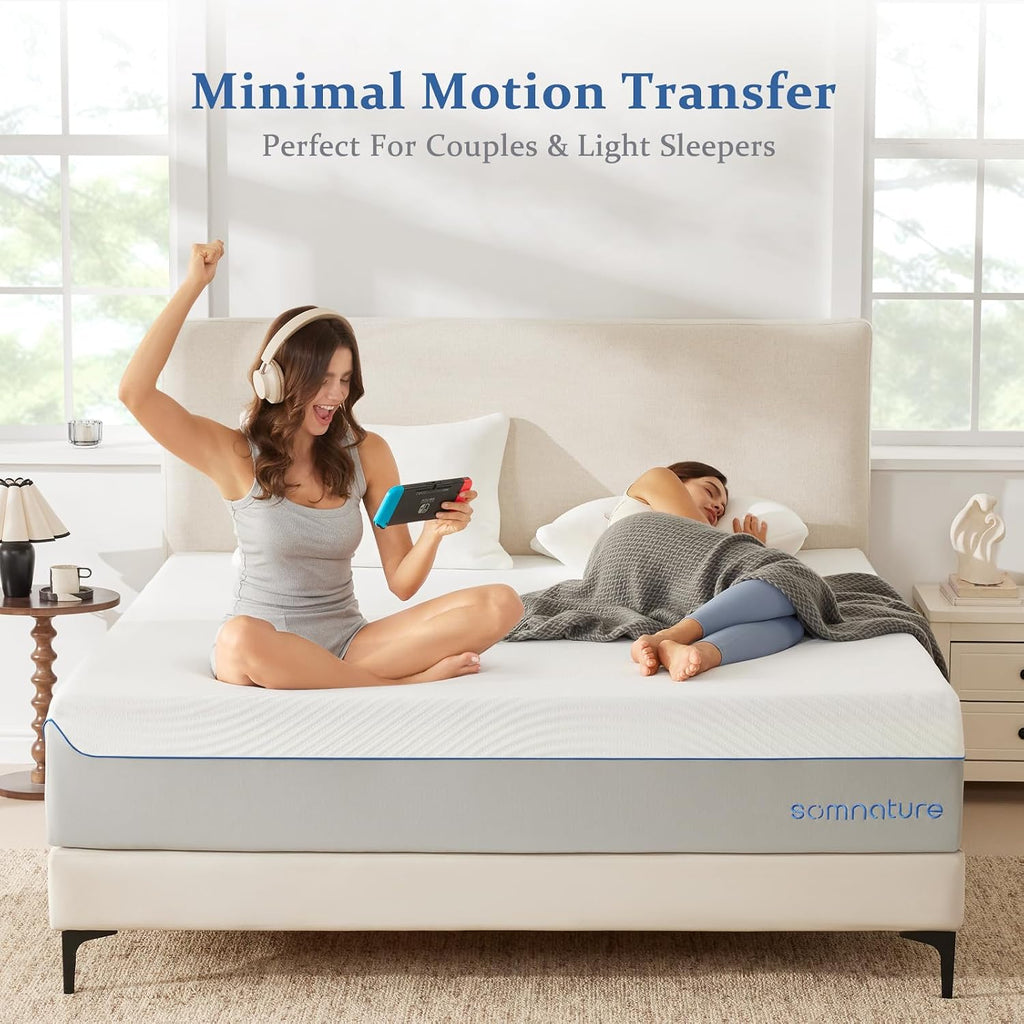 12 Inch Queen Foam Mattress Cooling Gel Memory for Pressure Relief & Deep Sleep, Medium Firm with Motion Isolation