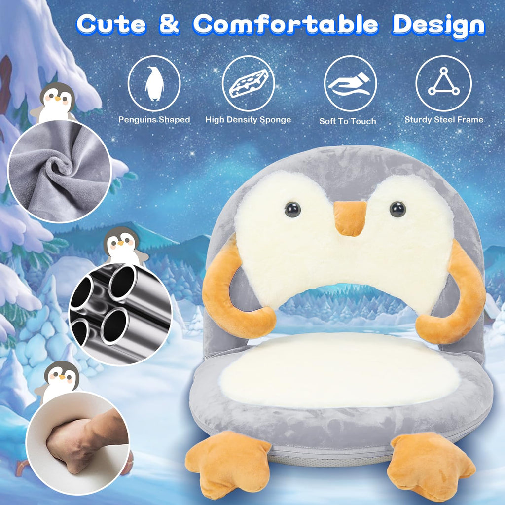 Floor Chair for Kids, Penguin Floor Seating with Back Support 5 Adjustable Position Ideal for Reading Gaming
