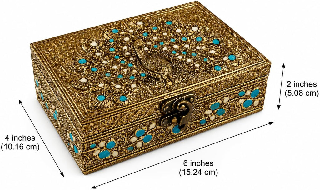 6 inch Jewelry Box - Handmade Portable Treasure Organiser Keepsake - Decorative Memory Storage Case Single
