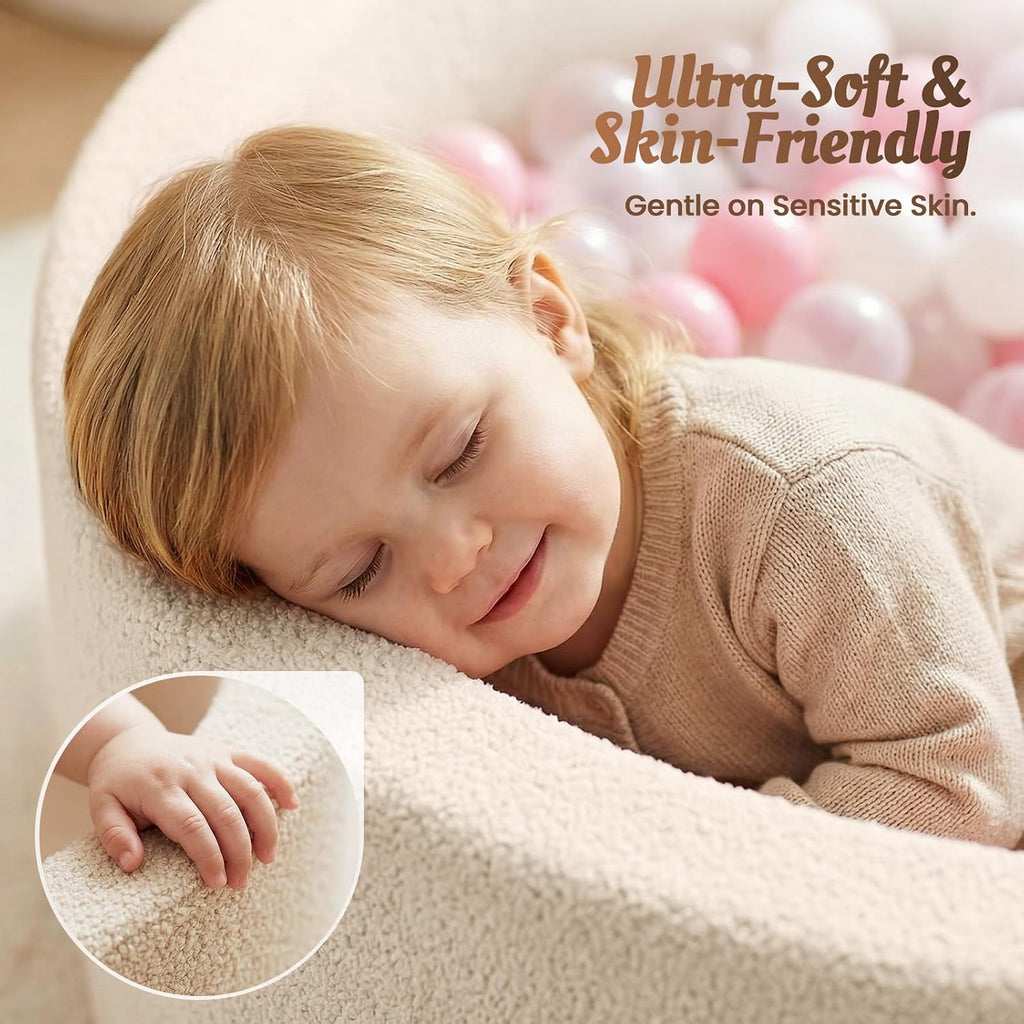 Baby Foam Ball Pit Teddy-Velvet: Ultra-Soft Ball Pit for Toddlers for Indoor Outdoor - Kids Play Toys for Playpen