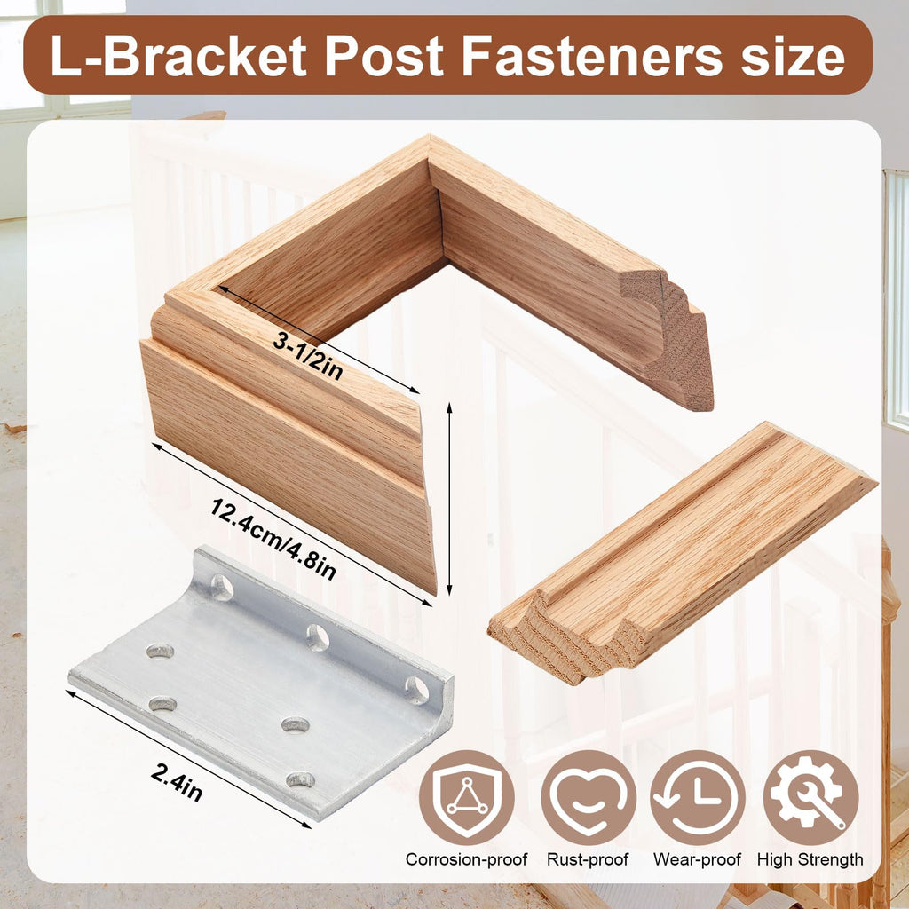 2 Set 3-1/2" Newel Post Mounting Kit Deck Stair Floor Installation