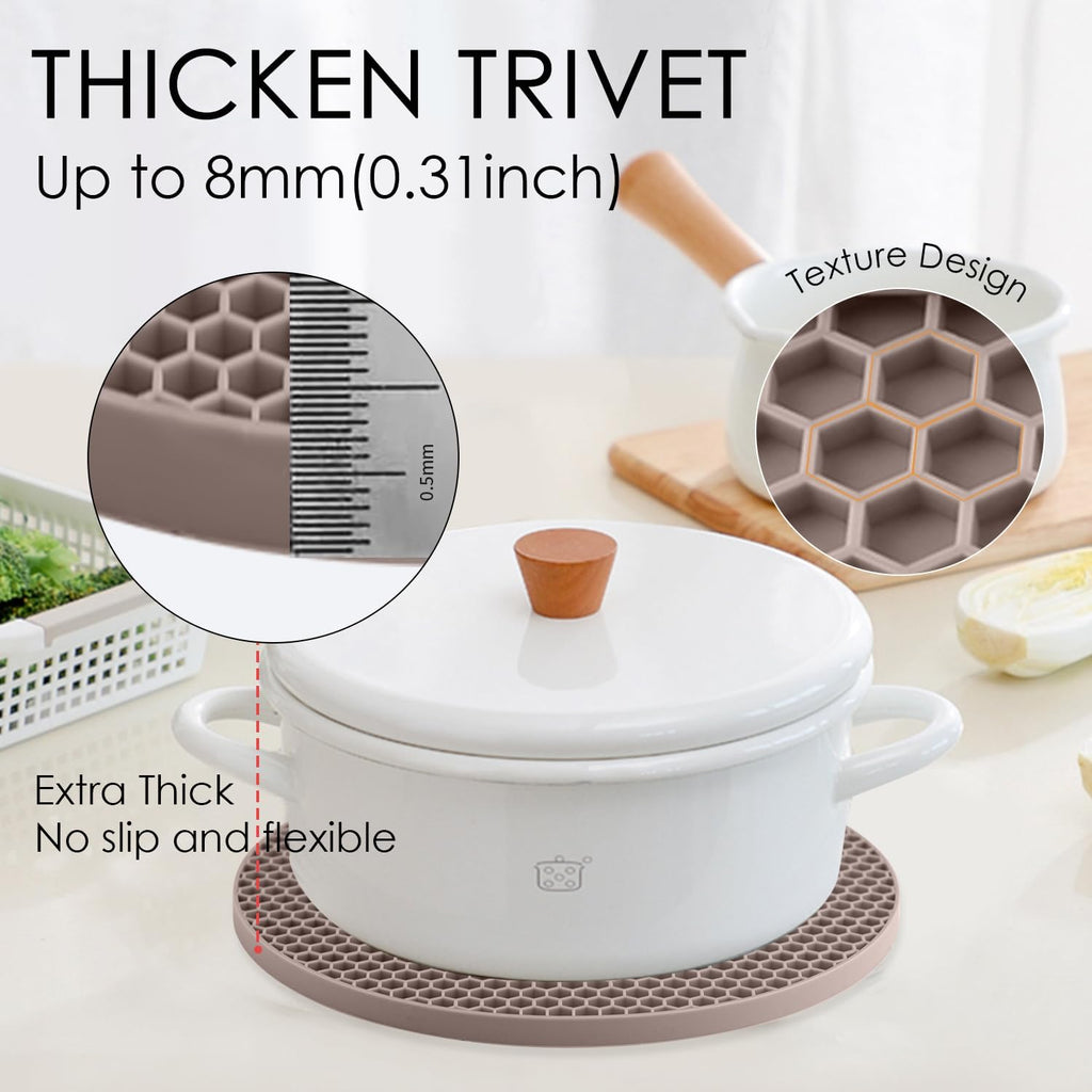 Silicone Trivets for Hot Dishes, Multipurpose Heat Resistant Mat Thick Silicone Hot Pads Pot Holders Counter - Set of 4