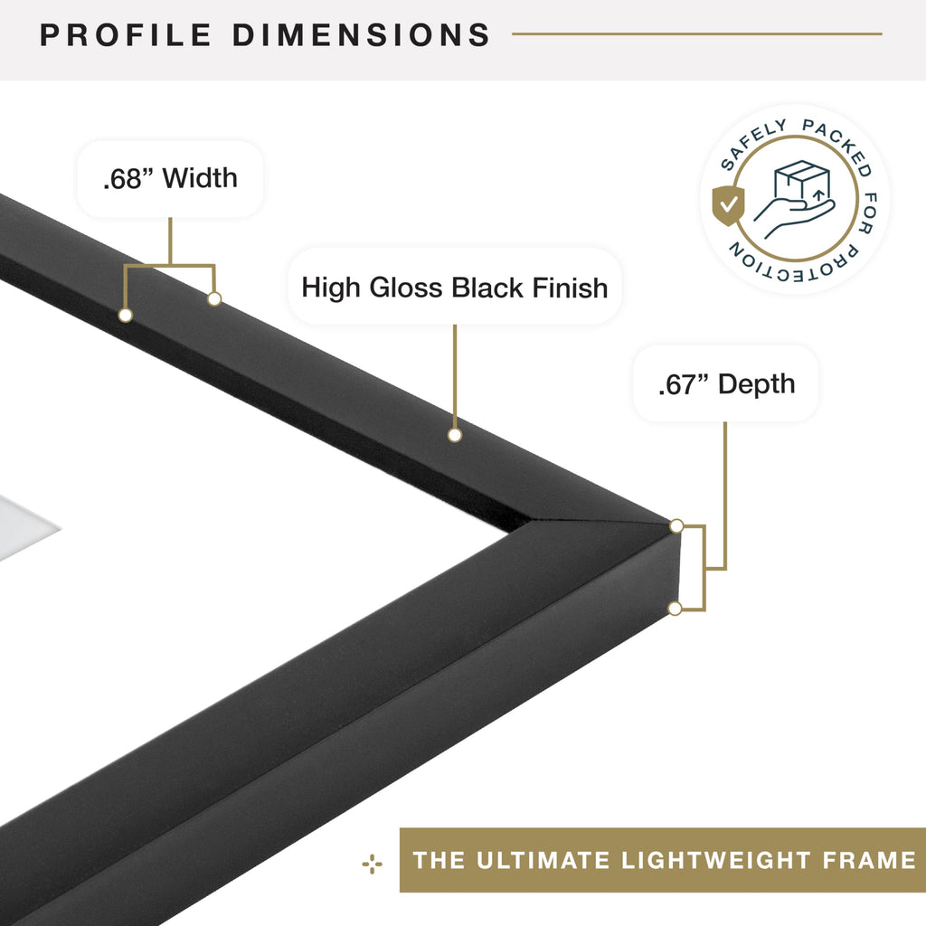 Everline Collection 16x20 Poster Frame Black, Vertical & Horizontal Wall Hanging Large Picture Frame for Photos