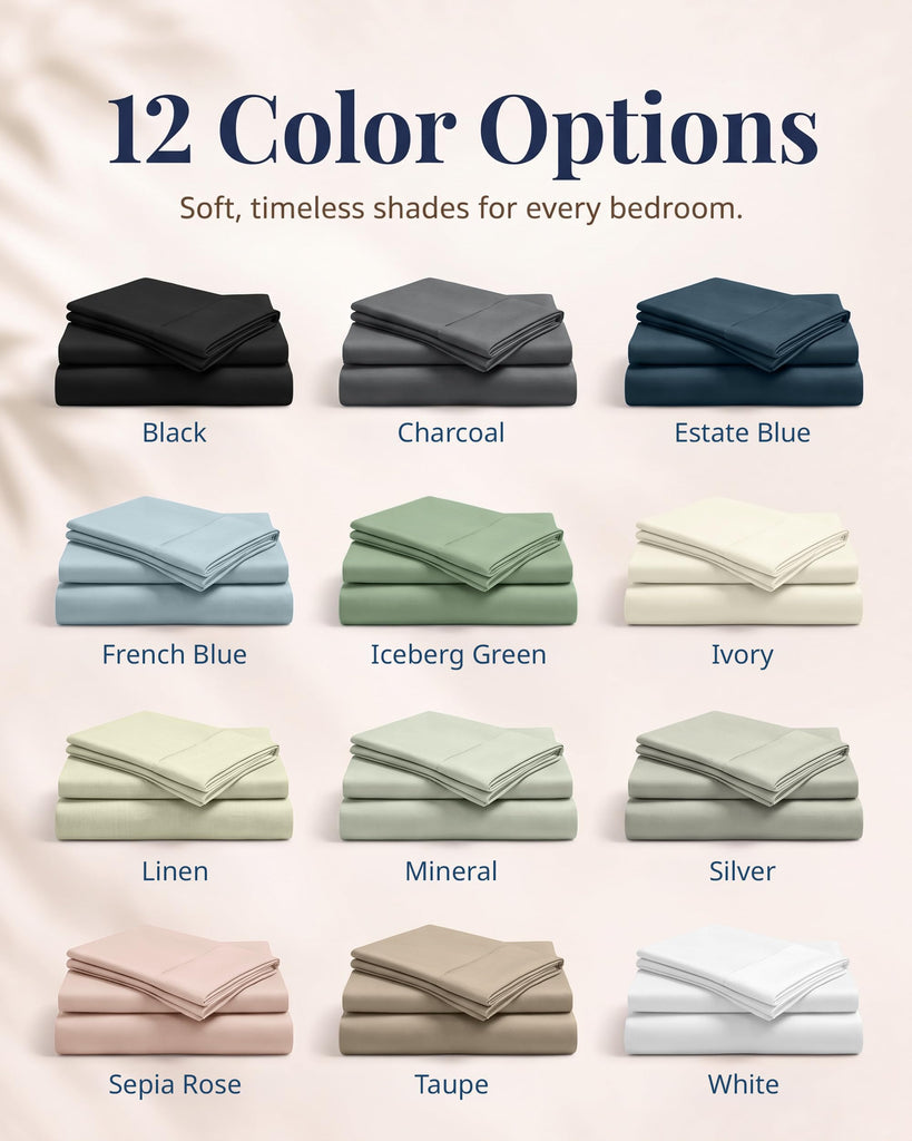 100% Egyptian Cotton Sheets Silky Sateen Weave - White