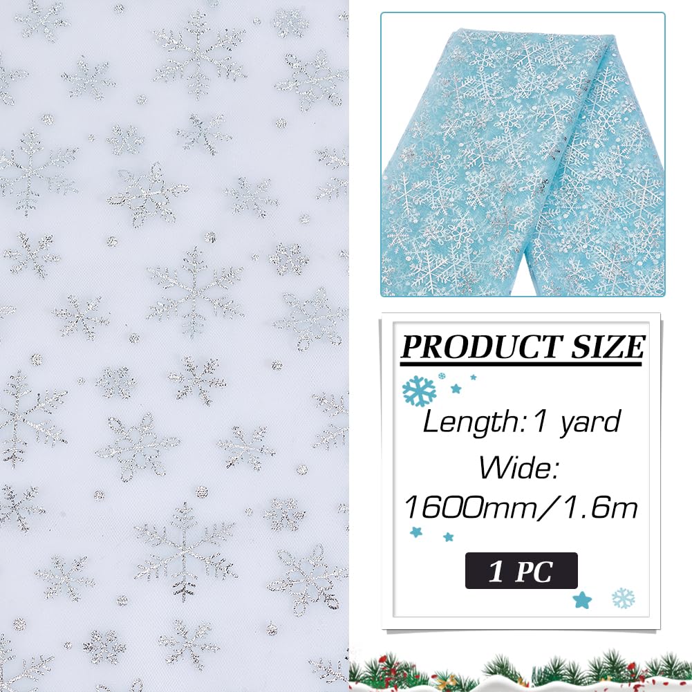 63 Inch Wide Silver Foil Mesh Tulle Fabric - 1 Yard, Sheer Aqua Nylon for Tutu Skirts, Wedding Decor, Tablecloths