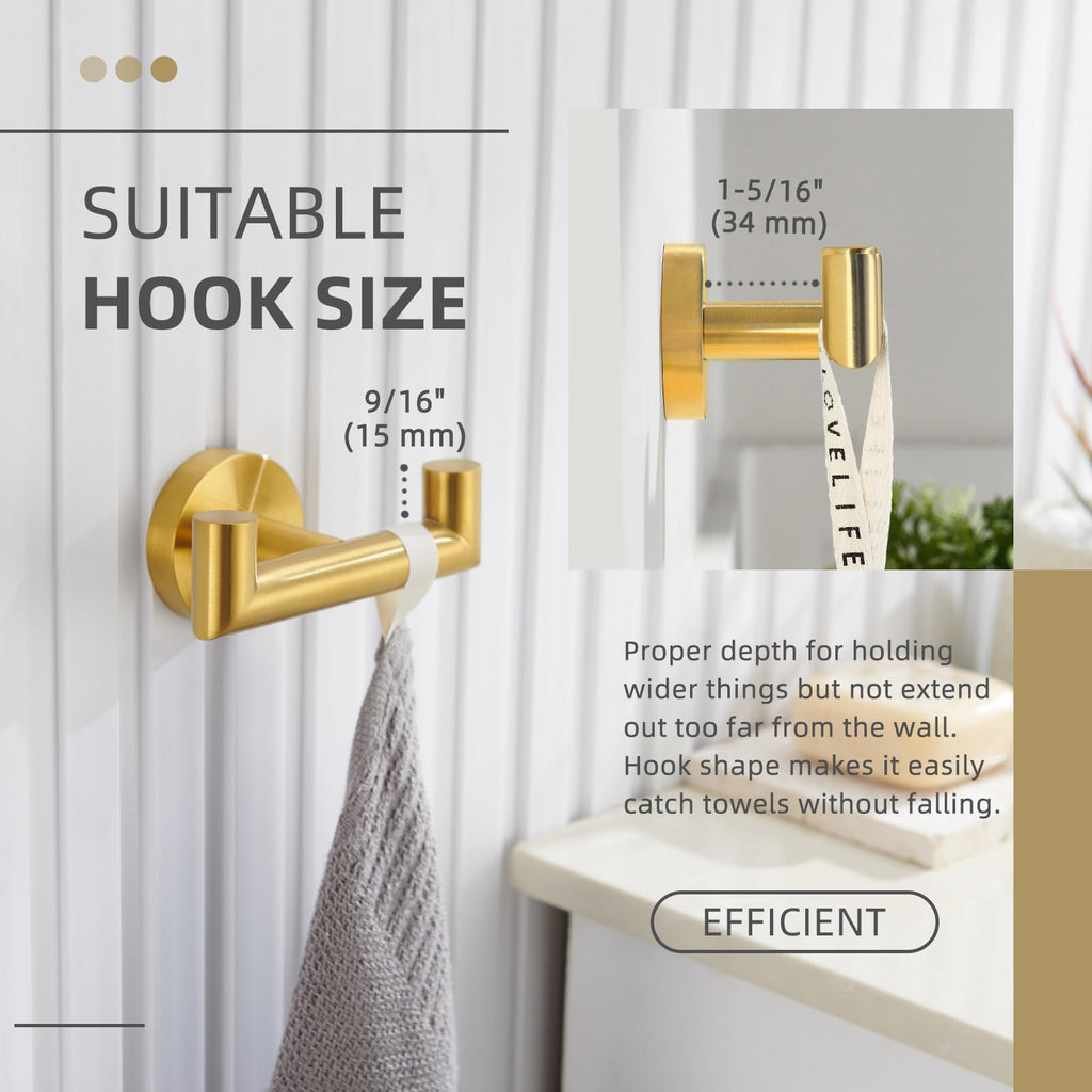 Towel Hook Brushed Dark Gold, Bath Towel Holder Wall Mount