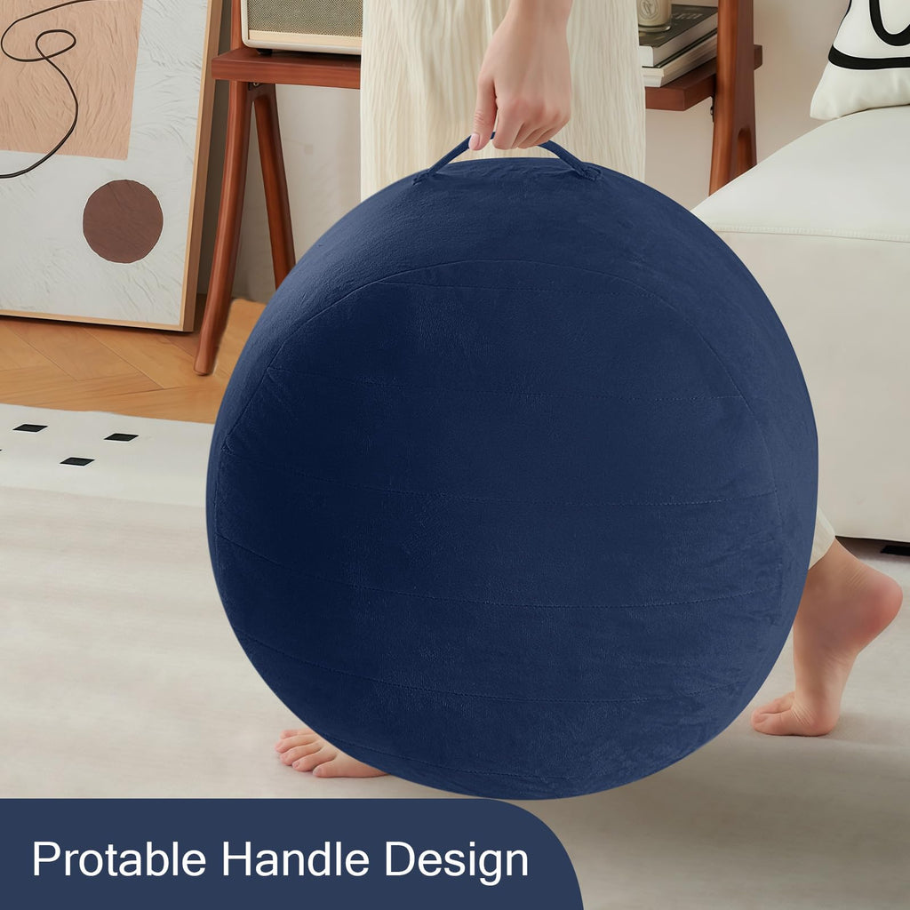 Round Pouf Ottoman Foot Rest 20x15 Inches, Navy
