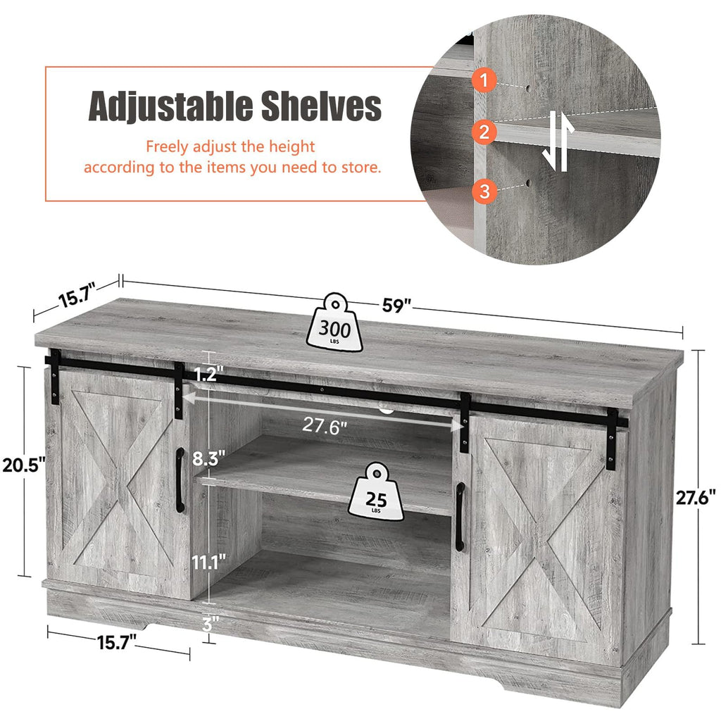 TV Stand Farmhouse Entertainment Center for 65 Inch TV & Media Furniture, Rustic TV Stands with Storage and Barn