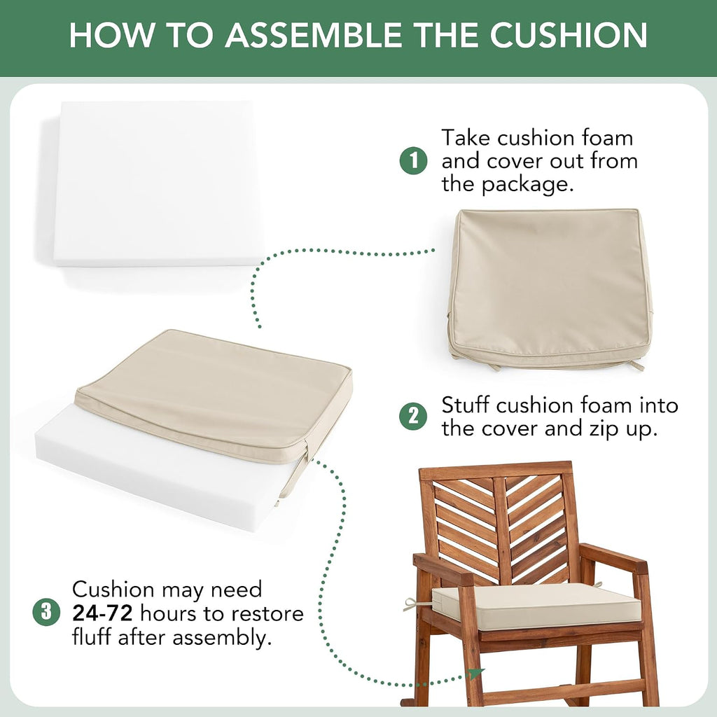 Outdoor Chair Cushions Set of 4: Waterproof & Fade Resistant Seat Cushion Furniture - 19 x 19 x 2 Inch Chair Pads