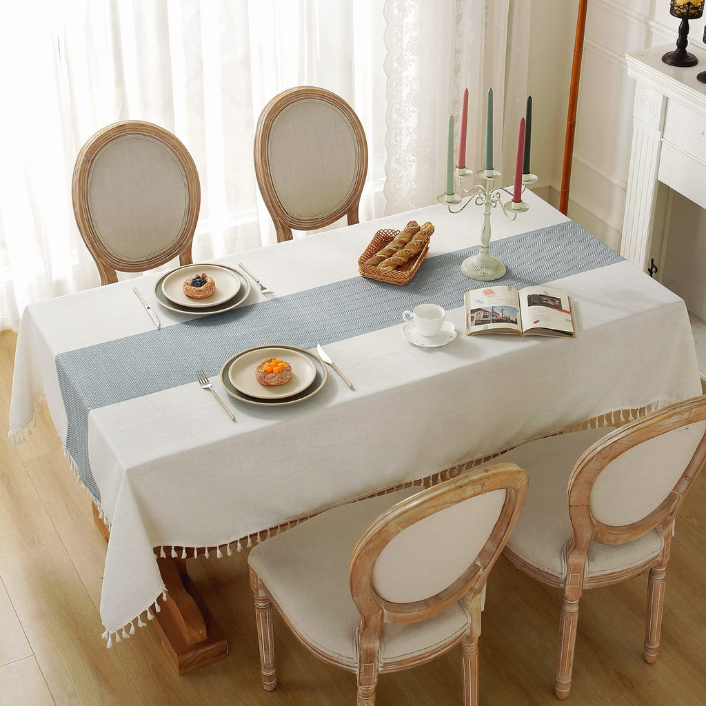 Tablecloth for Dining Table Rustic Farmhouse Kitchen Tables Cloth Coffee Tablecover, Cotton Linen Fabric Small