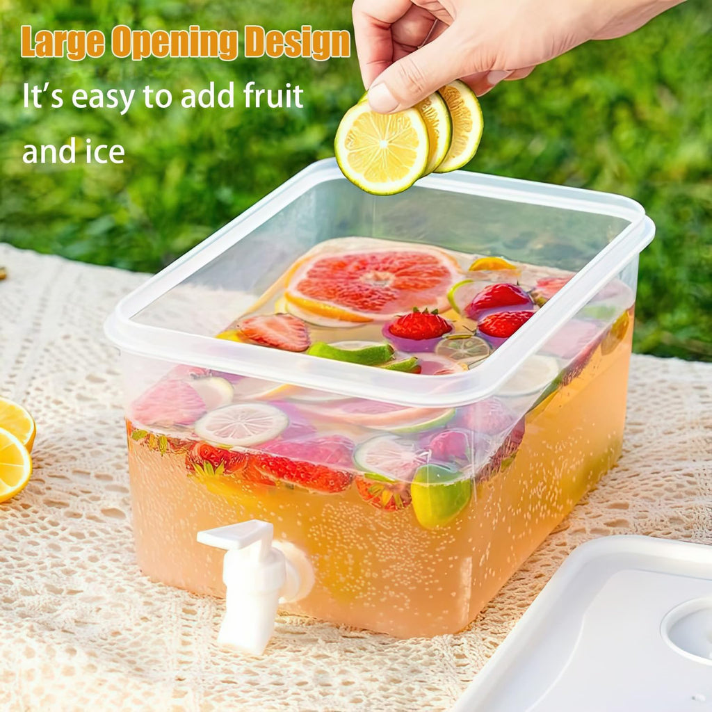 Beverage Drink Dispenser for Fridge, Plastic Beverage Dispenser with Spigot,Juice Container Sealed with Filter