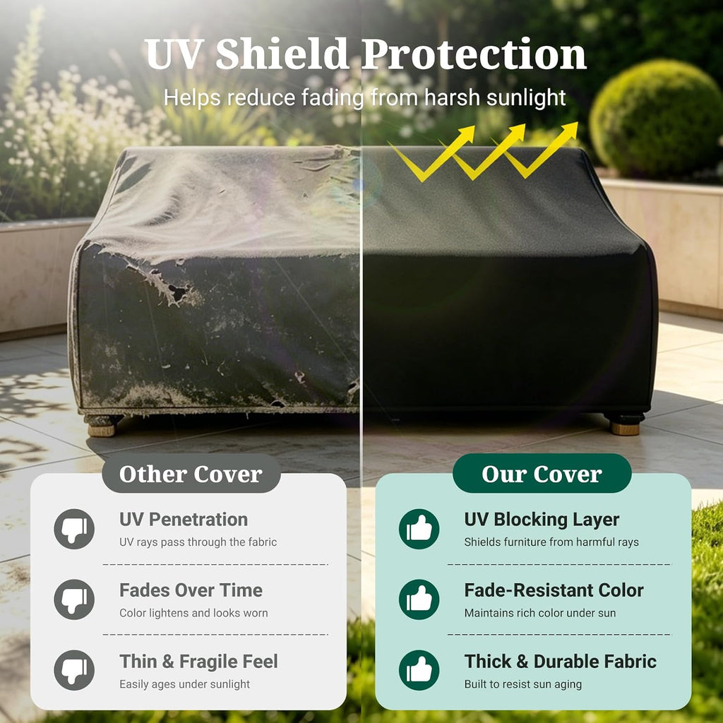 3-Seater Outdoor Couch Cover Waterproof, Patio Furniture Cover for Sofa, Heavy Duty Outdoor Sofa Covers, Polyester &