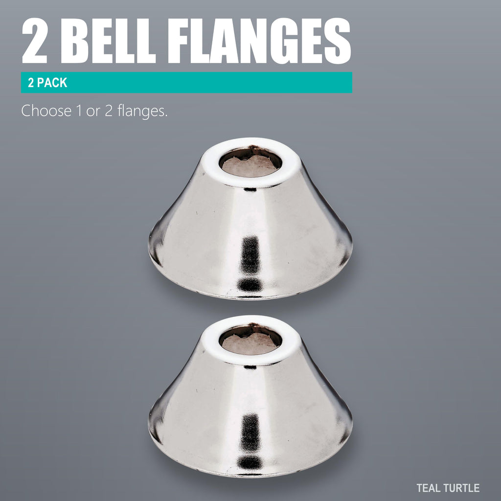 3/8 Inch IPS Chrome Plated Metal Bell Flange, 2 Pack