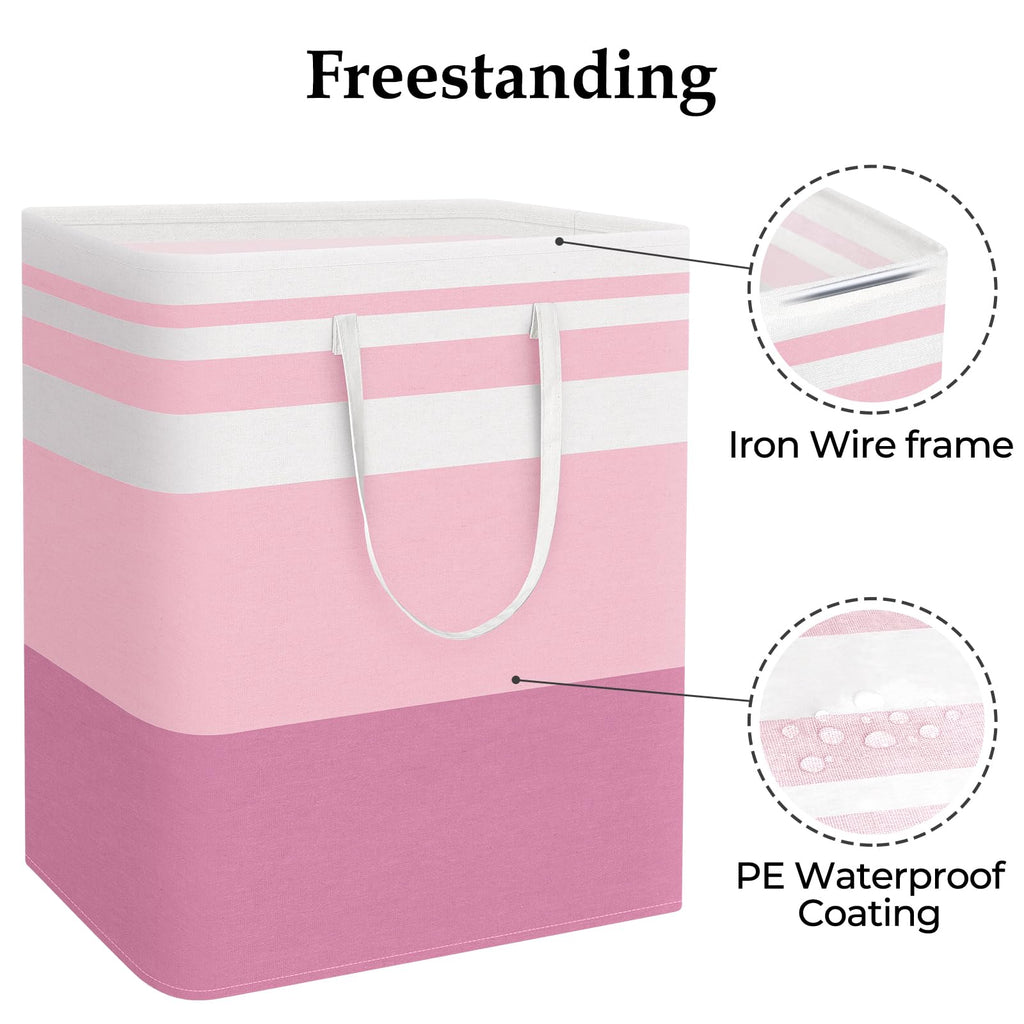 Basket Hamper, 125L Collapsible Clothes Storage, Pink