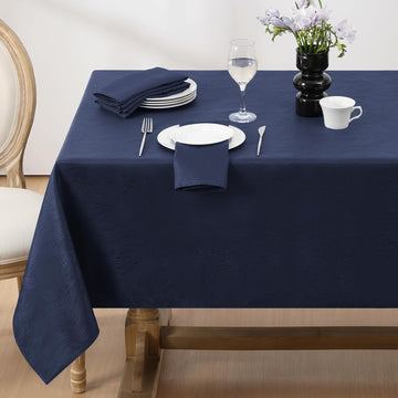 Jacquard Rectangle Tablecloth, Swirl Design Waterproof Stain Resistant Table Cover Wrinkle Free Heav
