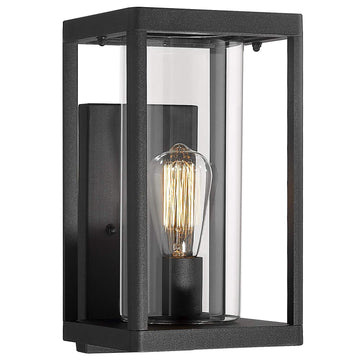 Dusk to Dawn Outdoor Wall Sconces, Modern Exterior Porch Light Wall Mount Lantern, Black Cast Aluminum w/Clear