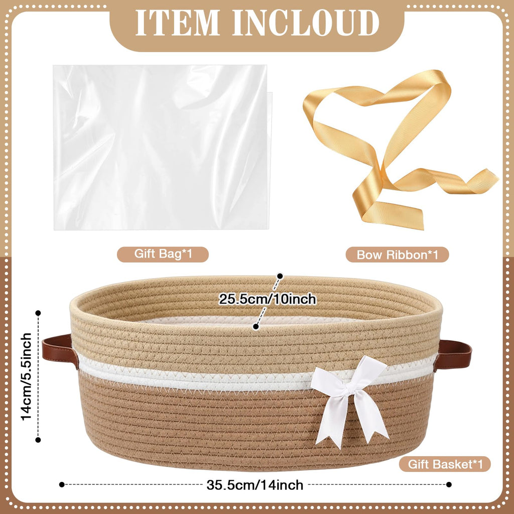 Woven Gift Basket Empty with Handles, Yellow