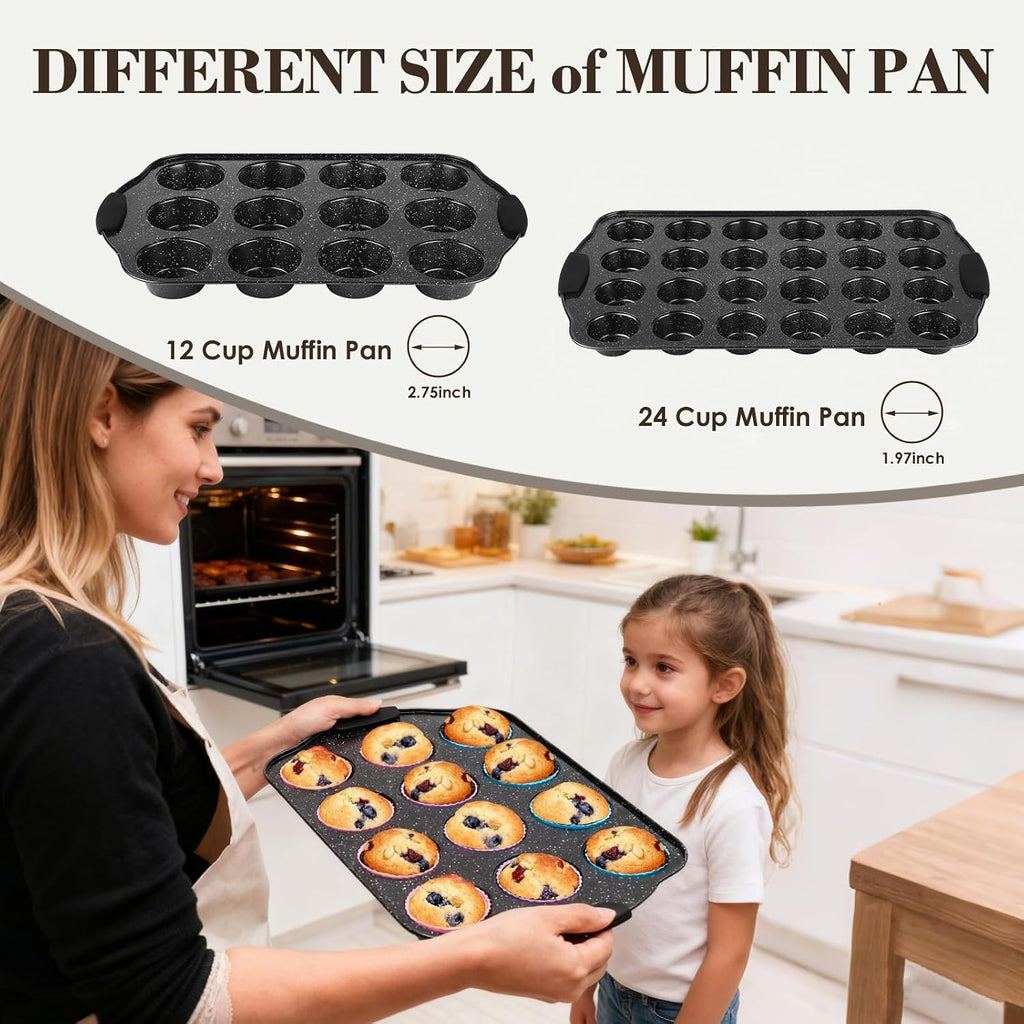 Pans Set Nonstick, Bakeware Sets Stackable with Silicone Handles, 22 Pieces Oven Pan for Cooking Including Cookie