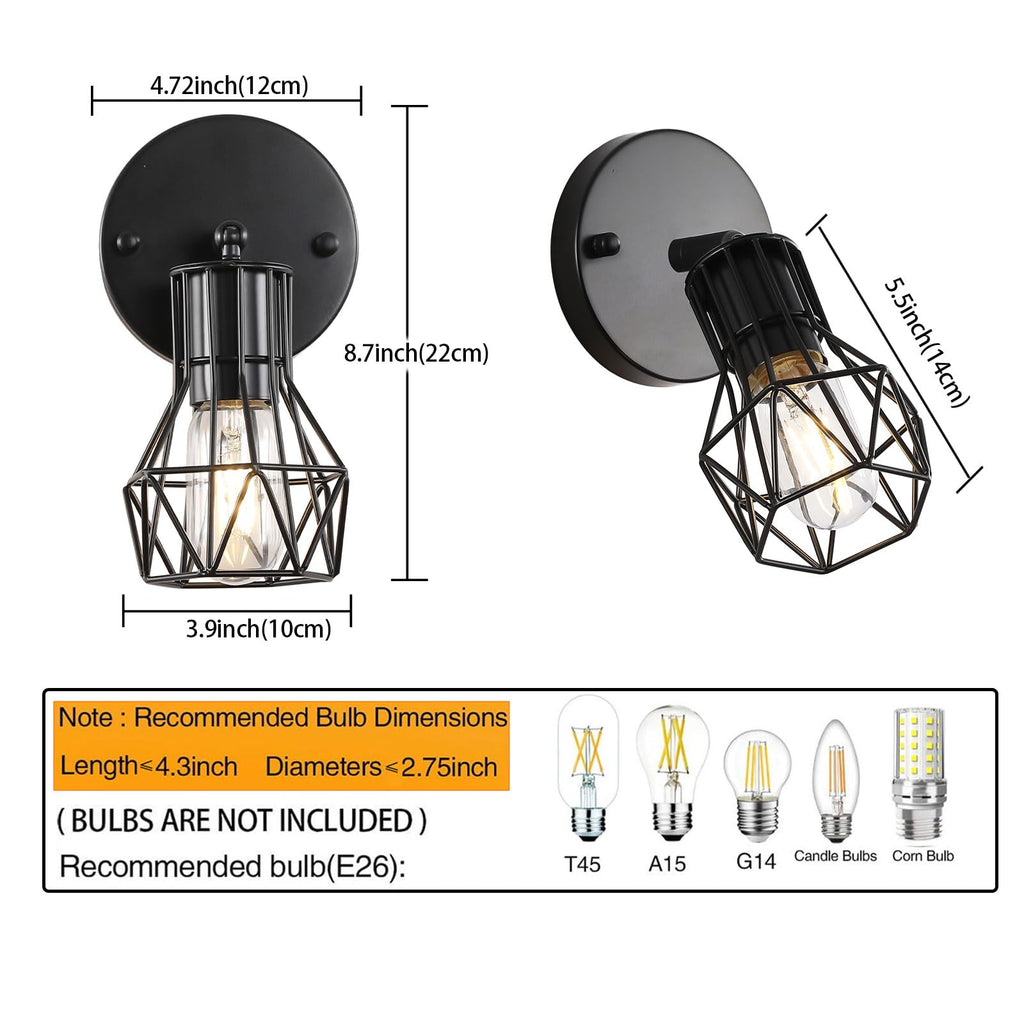 2 Pack Farmhouse Wall Sconces Hardwired Black Hallway