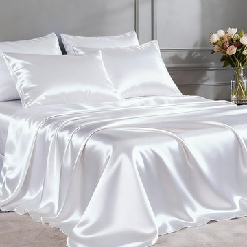 Satin Sheets California King - 4 Piece Luxury Soft Silky Sheets for Hair and Skin, Similar to Silk Bed Sheet Set with