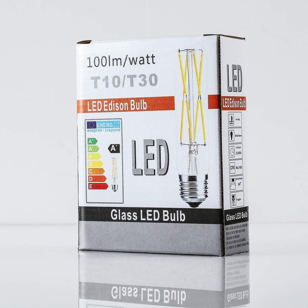Dimmable Edison Led Tubular Bulb T10,4W Vintage Led Filament Light Bulb 40W Incandescent Bulb Equivalent, 4000K