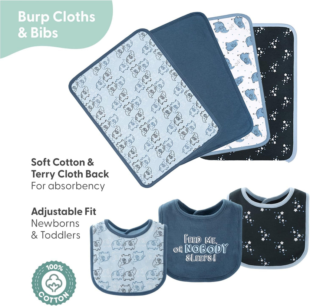 Baby Layette Gift Set for Boys - 30 Piece Layette Set, Newborn to 9 Months Baby Boy Clothes - Elephant Blue